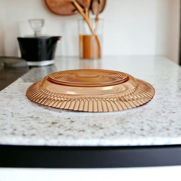 Vintage Pink Depression Glass Oval Platter-Ribbed Rim Serving Tray-Art Deco-30s - Picture 3 of 4